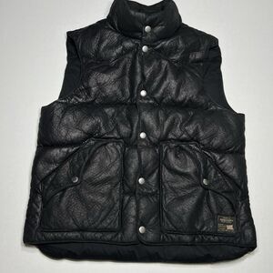 Ralph Lauren Denim & Supply Mens Faux Suede Black Down Puffer Vest Jacket Large